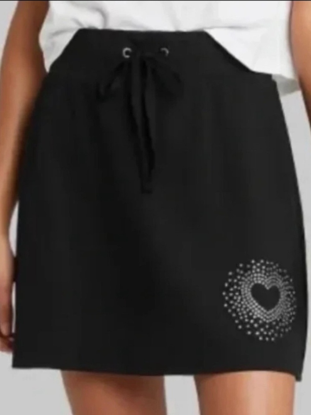 wild fable Black Mini Skirt with Rhinestone Heart